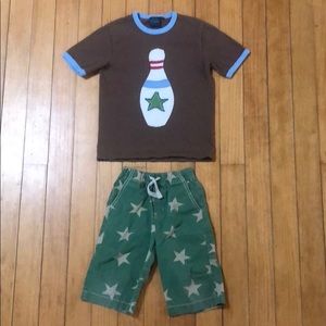 MINI BODEN BOY 6/7/8 TEE BAGGIES PIN & STARS EUC